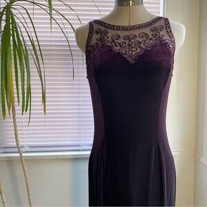 McCLINTOCK Deep Purple Gown Velour Evening Prom Dress Ball Lacy Neckline S 6